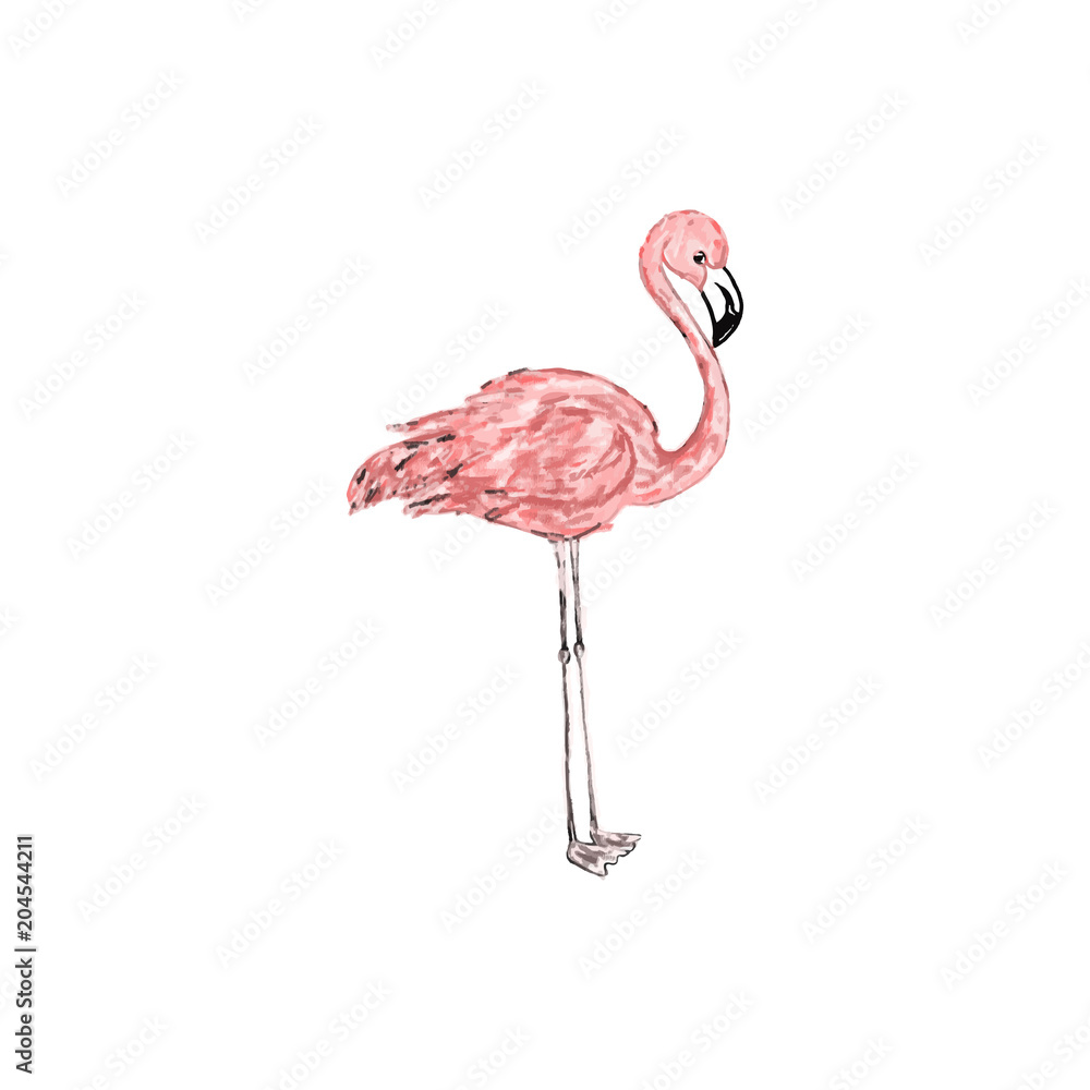 Obraz premium Abstract trendy pastel pink flamingo painting illustration