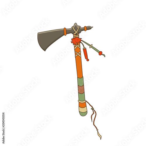 Vector illustration of an indian tomahawk. Cartoon style. Wild west theme.