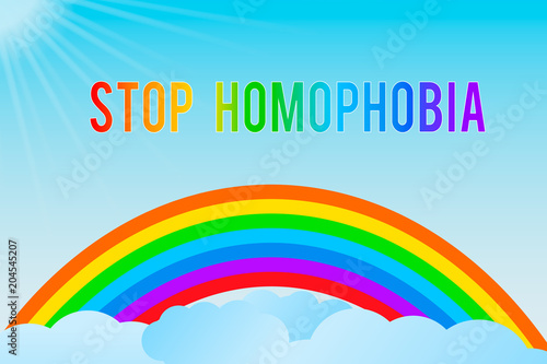 Stop homophobia vector illustration. Rainbow. LGBT community symbol. Gay pride. World against homophobia day. Design template for banners, websites, social media etc.