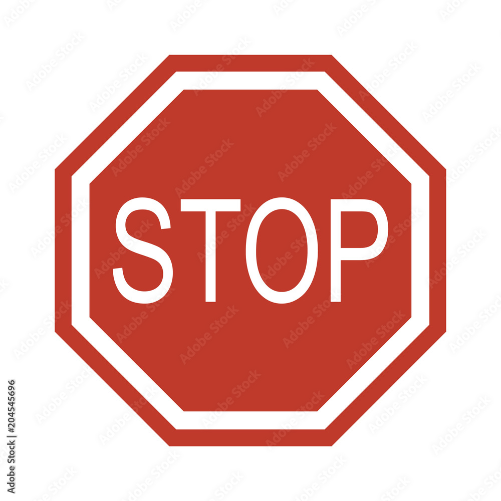 Stop road sign set. Warning road information for drivers and pedestrians, no cars are coming signing system signal. Vector illustration isolated on white background Stop road sign set. Warning road information for drivers and pedestrians, no cars are coming signing system signal. Vector illustration isolated on white background