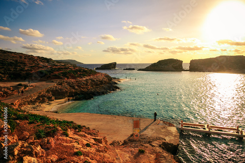 Fotografie Comino Island in Malta on December 2017. Blue Lagoon
