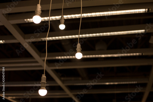 Hanging light bulbs on wires