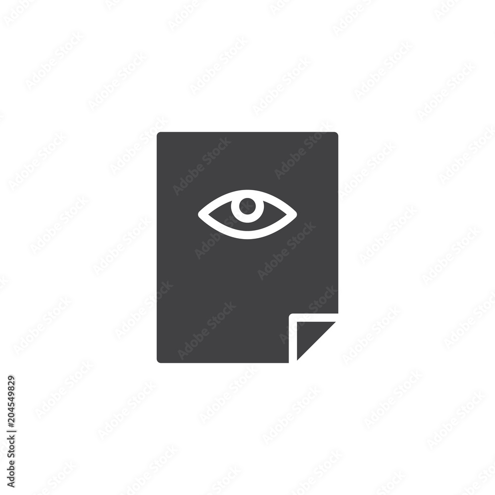 View Document vector icon. filled flat sign for mobile concept and web design. Paper page with Eye simple solid icon. Symbol, logo illustration. Pixel perfect vector graphics View Document vector icon. filled flat sign for mobile concept and web design. Paper page with Eye simple solid icon. Symbol, logo illustration. Pixel perfect vector graphics