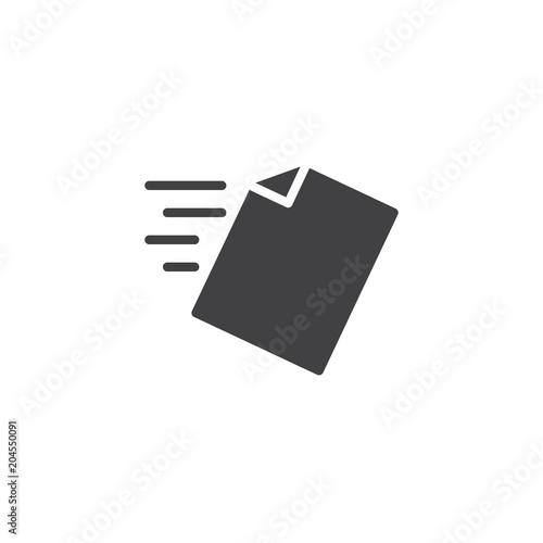File send vector icon. filled flat sign for mobile concept and web design. Sending document simple solid icon. Symbol, logo illustration. Pixel perfect vector graphics