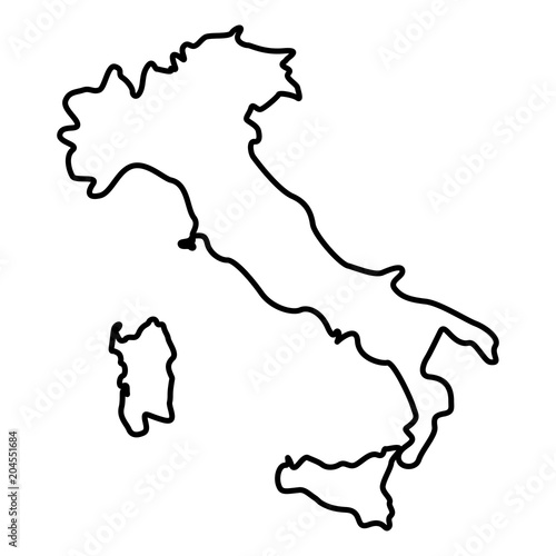 Map of Italy icon black color illustration flat style simple image