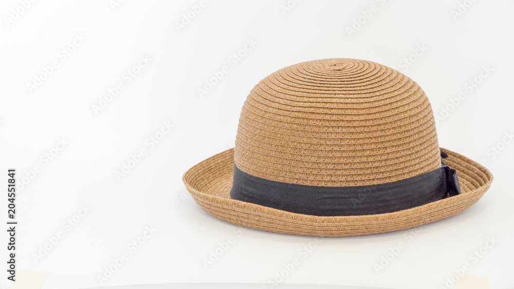 Brown straw hat fashion on white background. Brown straw hat fashion on white background.