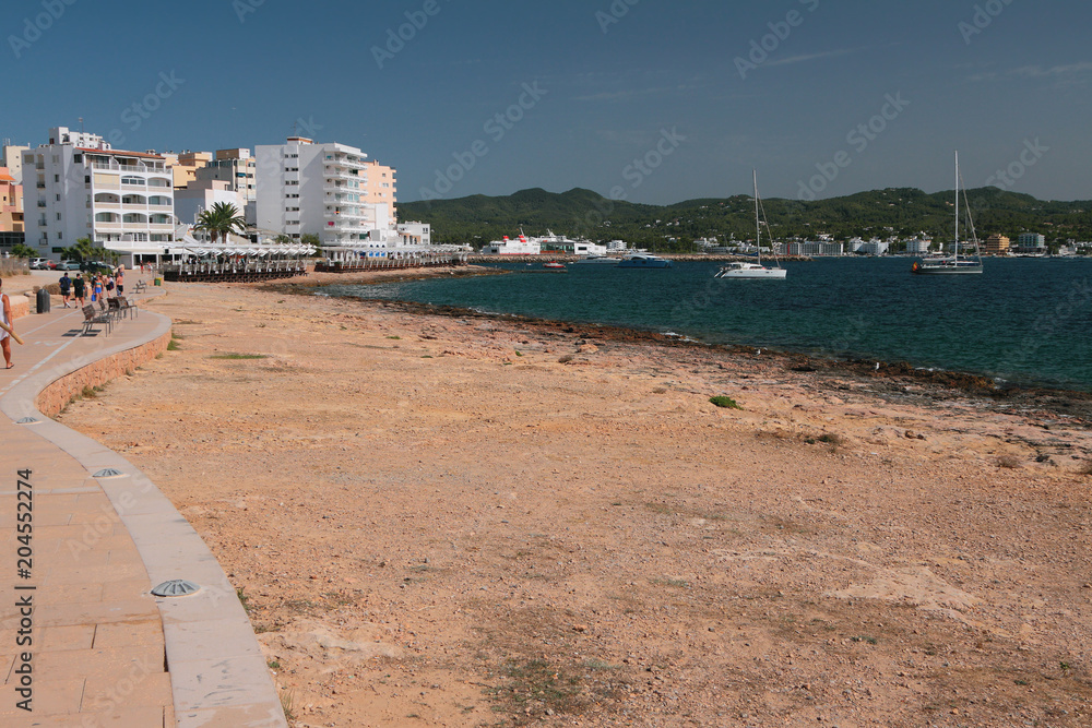 Obraz premium Sea coast, promenade, resort. San Antonio, Ibiza, Spain