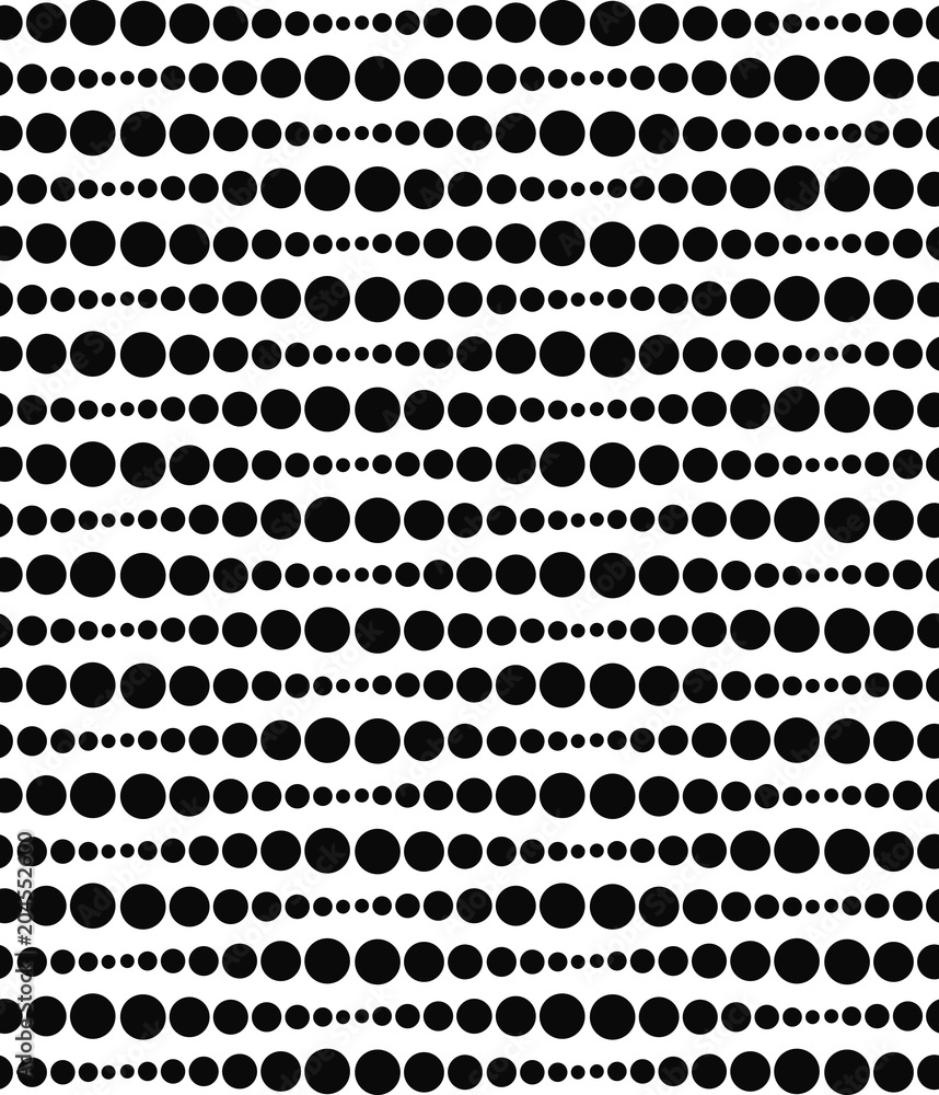 Abstract geometric background. Halftone seamless pattern with dots, circles. Vector illustration.