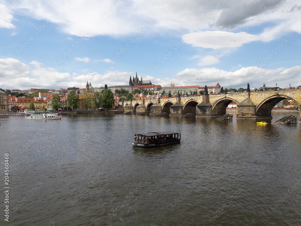 View on Prague castle and Karl's bridge