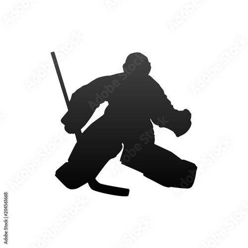 Silhouette of hockey player. Isolated on white background.