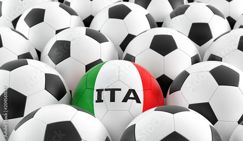 Soccer ball in italys national colors. 3D Rendering 