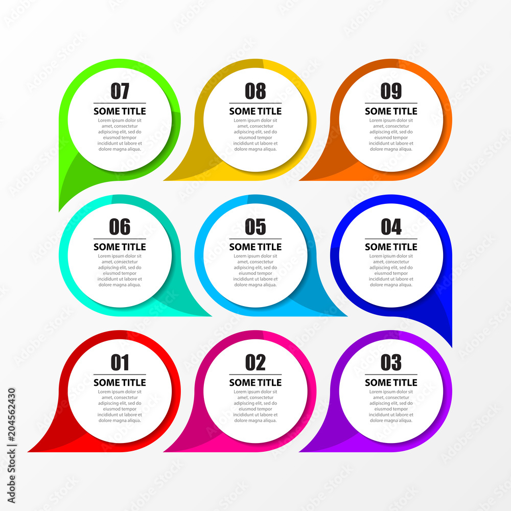 Infographic design template. Business concept with 9 steps Infographic design template. Business concept with 9 steps