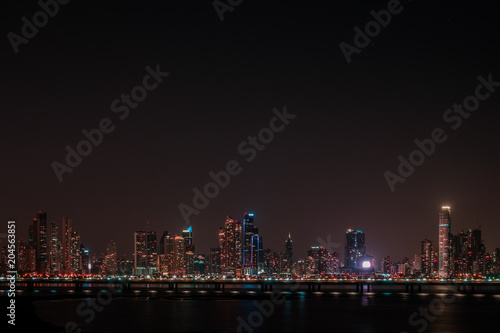 modern skyline at night - skyscraper cityscape  Panama City -