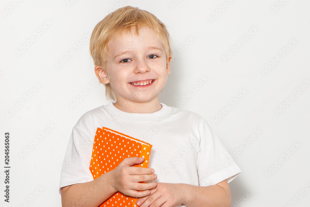 The little schoolboy on a light background The little schoolboy on a light background