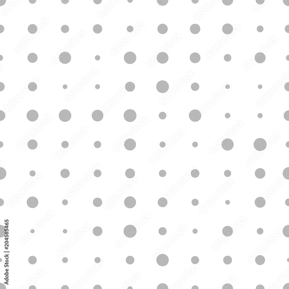 Abstract gray halftone dotted seamless pattern. Round geometric seamless pattern on white background. Infinity geometrical pattern. Vector illustration. 