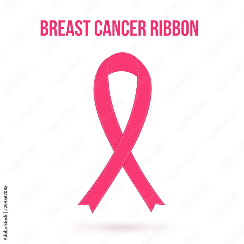 Breast cancer awareness icon. Hot pink ribbon - Stock