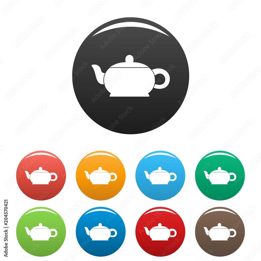 Hot teapot icon. Simple illustration of hot teapot vector icons set color isolated on white Hot teapot icon. Simple illustration of hot teapot vector icons set color isolated on white
