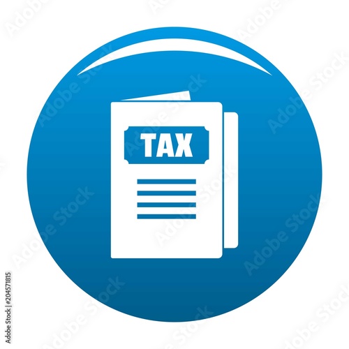 Tax icon. Simple illustration of tax vector icon for any design blue