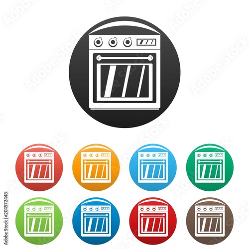 Electric oven icon. Simple illustration of electric oven vector icons set color isolated on white