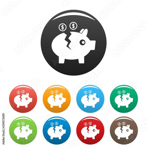 Piggy bank icon. Simple illustration of piggy bank vector icons set color isolated on white