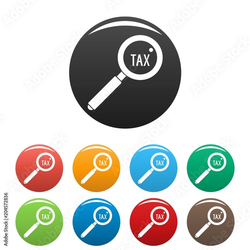 Look at tax icon. Simple illustration of look at tax vector icons set color isolated on white