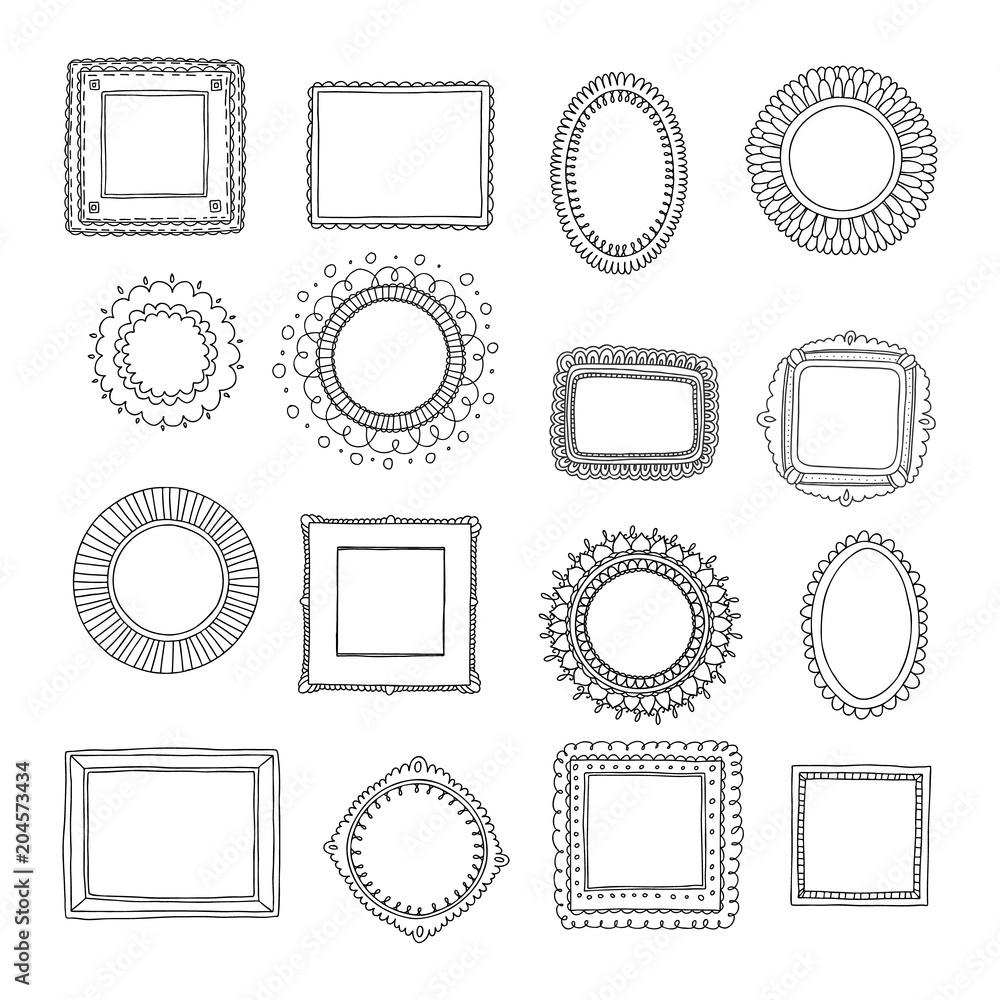 Decorative set template photo frames isolated on white background. Scrapbook or digital concept