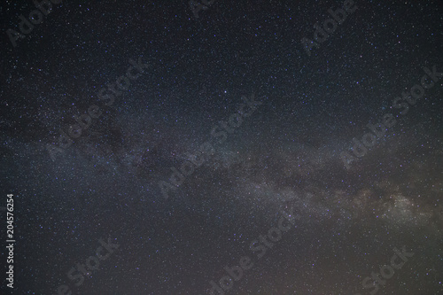 Starry night sky with Milky Way going across the sky horizontally