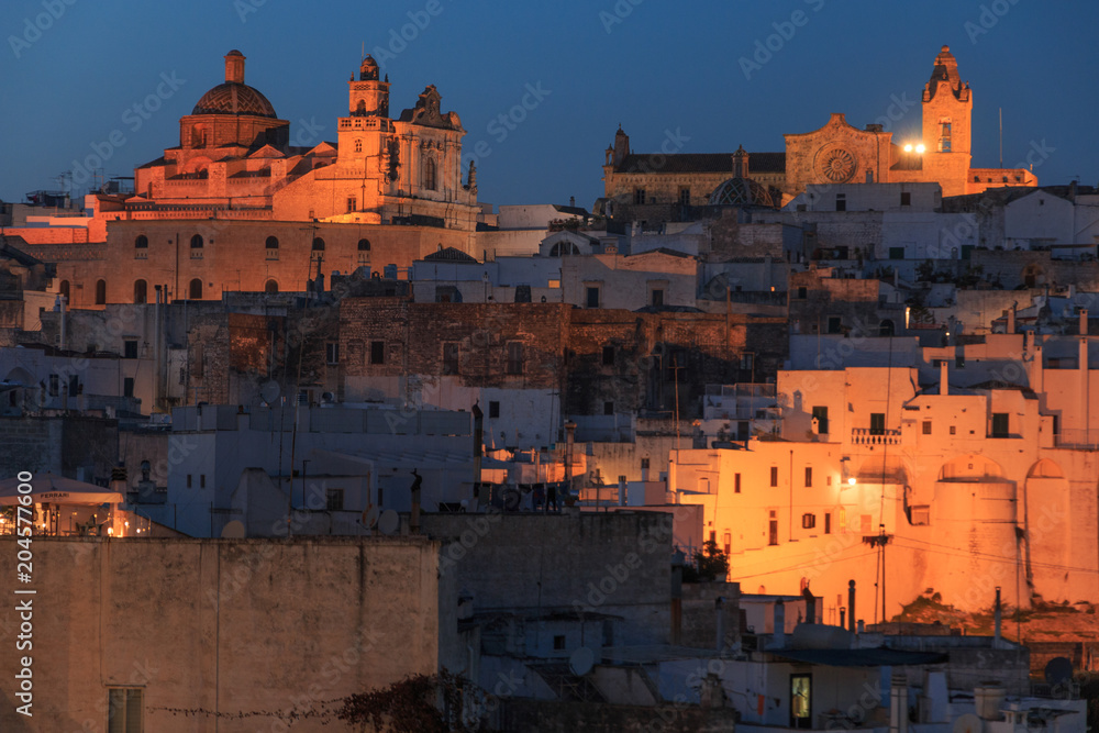Italy, SE Italy, Ostuni. City scape of Old town. The 