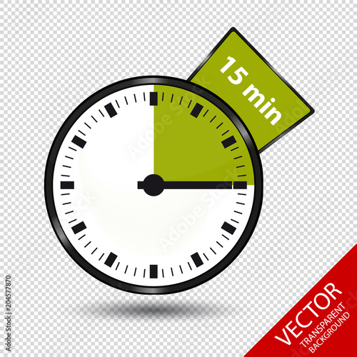Timer 15 Minuten - Vektor Illustration - Freigestellt auf transparentem Hintergrund