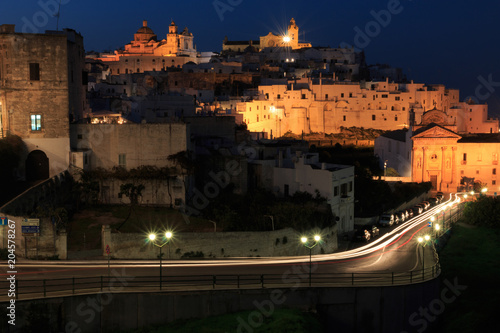 Italy  SE Italy  Ostuni. City scape. The  White City.  Nighttime.