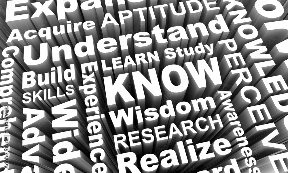Know Learn Education Wisdom Knowledge Words 3d Render Illustration Know Learn Education Wisdom Knowledge Words 3d Render Illustration
