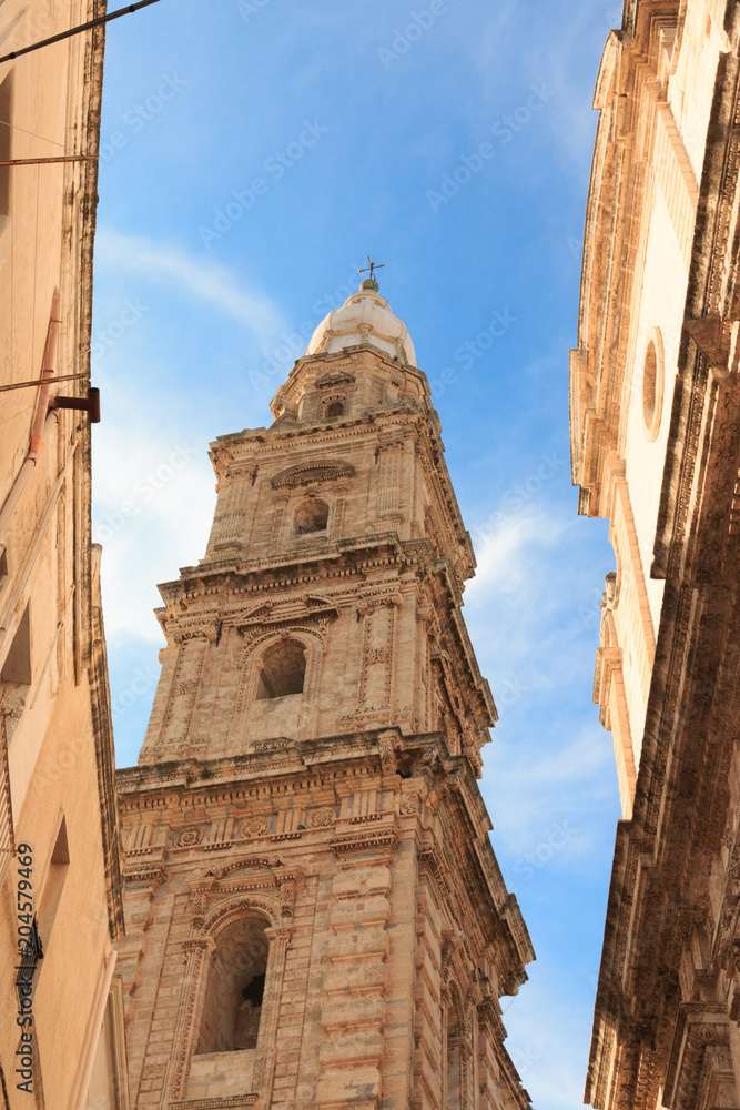 Italy, SE Italy, province of Bari, region of Apulia, Monopoli. Roman Catholic Bell tower of cathedral. Italy, SE Italy, province of Bari, region of Apulia, Monopoli. Roman Catholic Bell tower of cathedral.