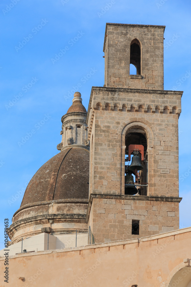 Italy, SE Italy,  province of Bari, region of Apulia, Monopoli.  Bell tower of church.