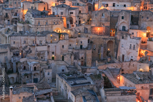Fototapeta Naklejka Na Ścianę i Meble -  Italy, Southern Italy, Region of Basilicata, Province of Matera, Matera. Small cobblestone streets and stairways of the town. Overview.