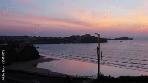 Beautiful coastal view in Cornwall at dusk 