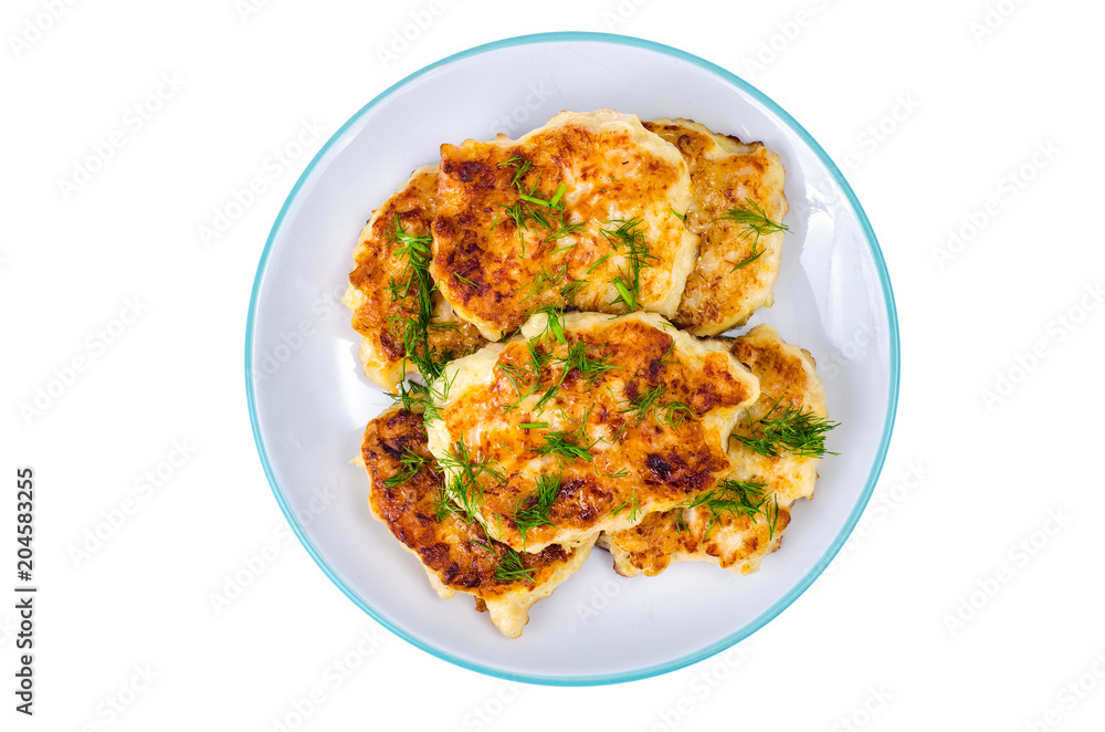 Plate with meat fritters, cutlets