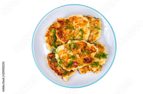Plate with meat fritters, cutlets