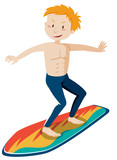 A Surfer on White Background