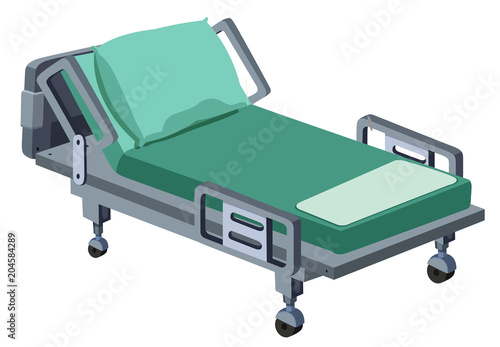 A Modern Hospital Bed on White Background