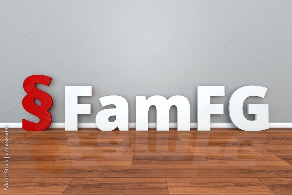 German Law FamFG abbreviation for Law on the procedure in family matters and in matters of voluntary jurisdiction 3d illustration German Law FamFG abbreviation for Law on the procedure in family matters and in matters of voluntary jurisdiction 3d illustration