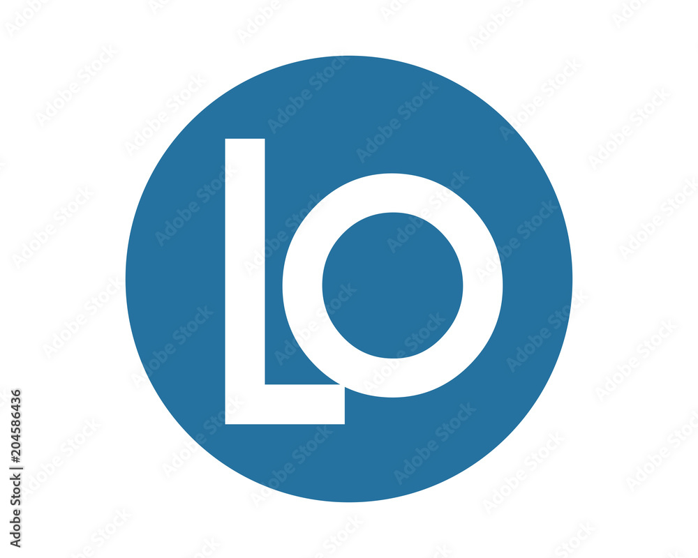 blue circle initial typography LO alphabet typeset typeface font image vector icon