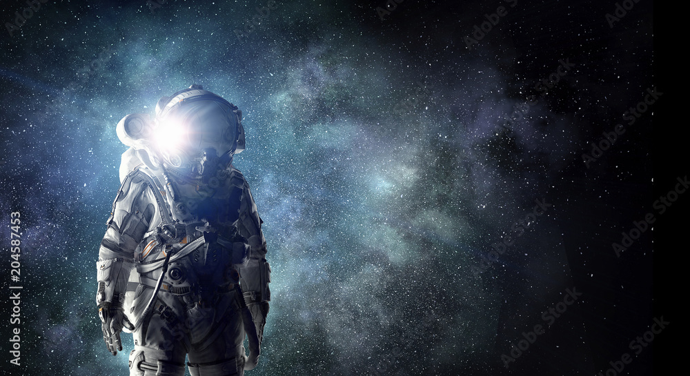 Astronaut explorer in space. Mixed media Astronaut explorer in space. Mixed media