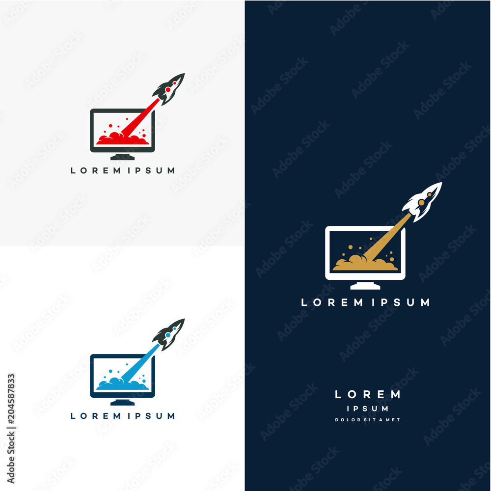 Fast Computer logo designs concept vector, Computer Boost logo designs ...