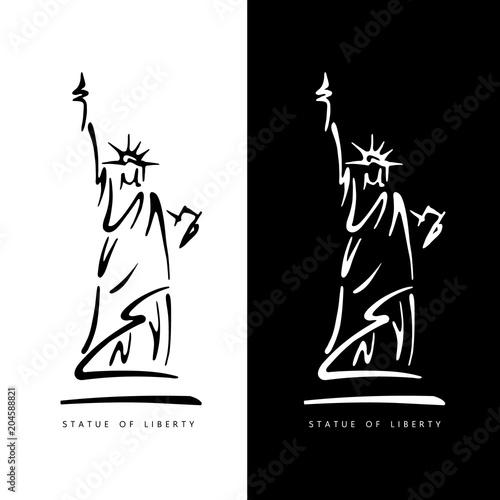 Statue of Liberty in New York City Landmark American Symbol Silhouette Vector Illustration 