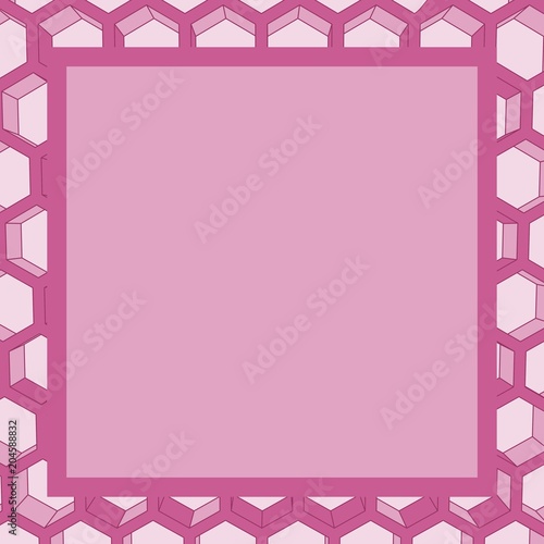 Business design concept with square text field. Hexagon pattern frame