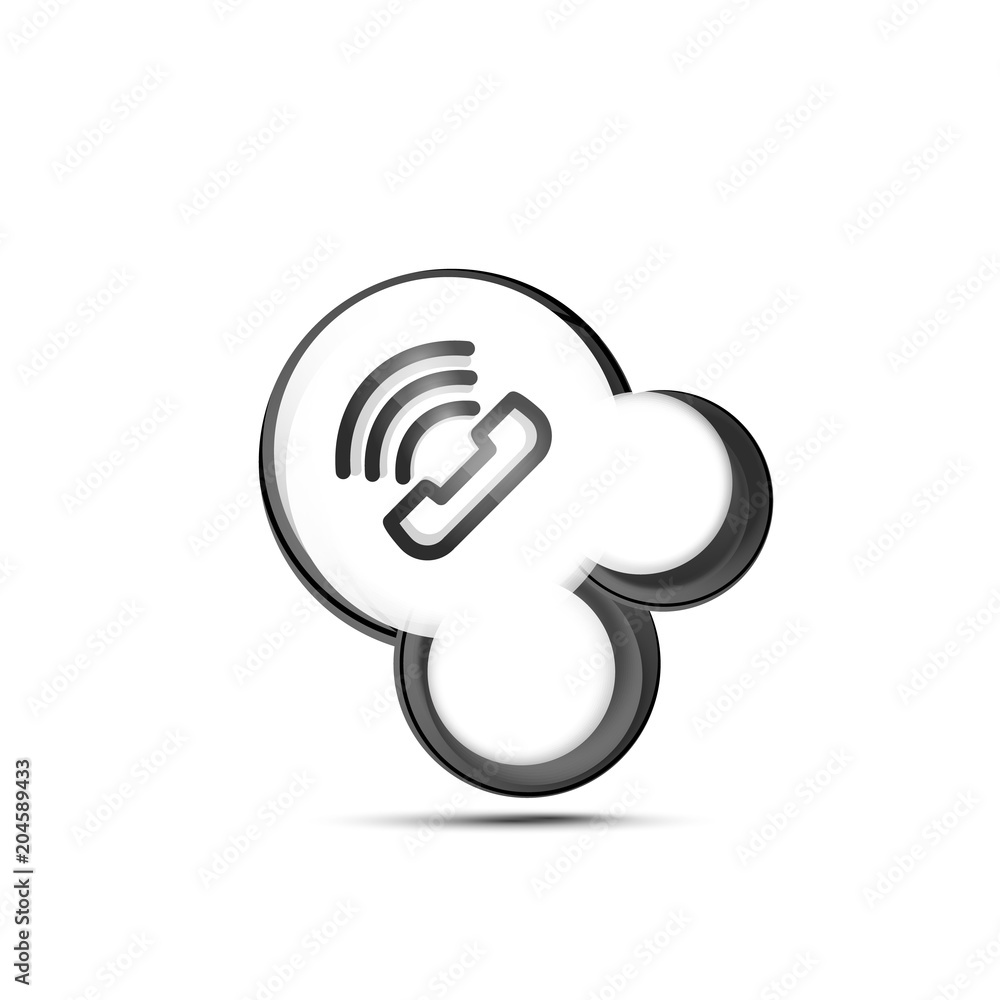 Old fashioned phone button, call center support icon Old fashioned phone button, call center support icon