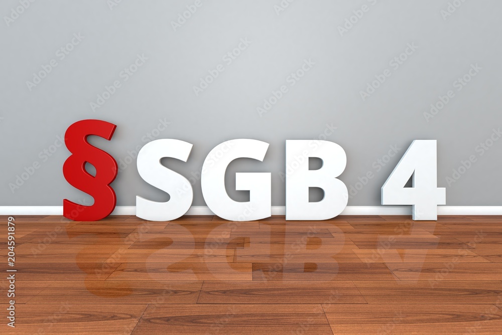German Law SGB 4 abbreviation for Social Code Fourth Book 3d illustration Sozialgesetzbuch