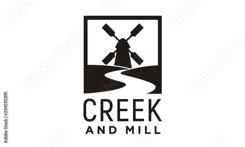 River Creek and Wind Mill Farm Field logo design inspiration