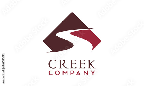 Winding Road Street Sign, River Creek logo design inspiration