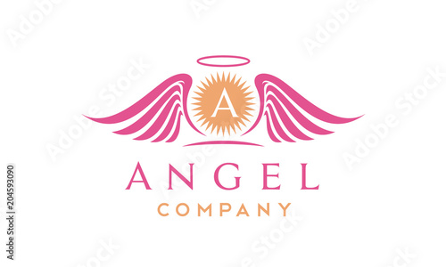 Morning Sun Rays and Angel Wings with Halo logo design inspiration